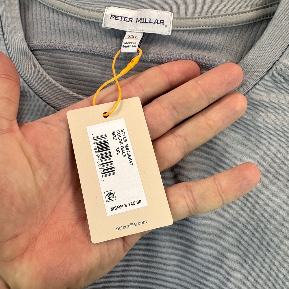 Peter Millar Men's 2XL Gray Gale Beaumont‎ Performance Crewneck Pullover Stretch - Picture 6 of 15